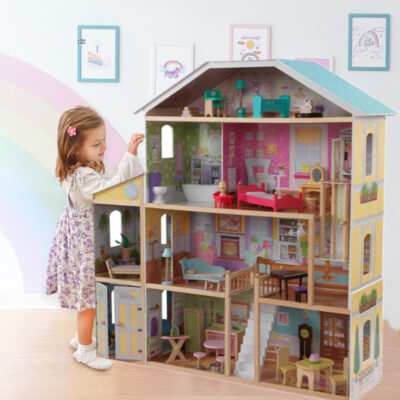 Luxury Wooden Castle Doll House Villa for Kids Play