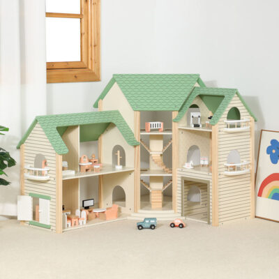 Toy Wooden Doll House for Kids Role Play Games