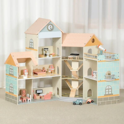 Toy Wooden Doll House for Kids Role Play Games