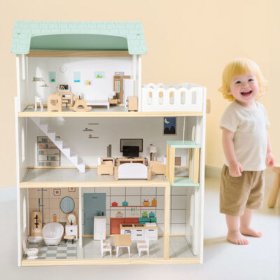 Villa Wooden Doll House Gift for Kids Play