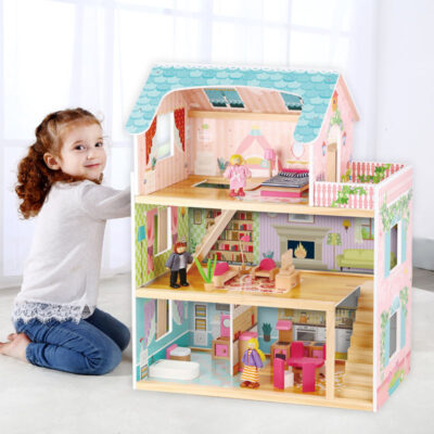 Villa Wooden Doll House Gift for Kids Play